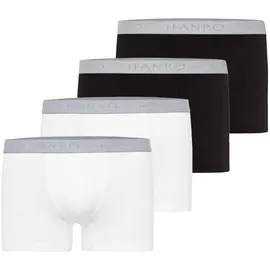 Hanro Cotton Essentials Boxershorts Schwarz / Weiß S 4er Pack