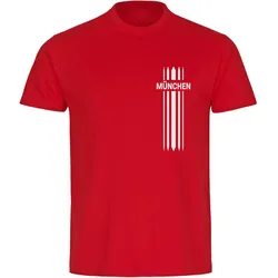 multifanshop Kinder T-Shirt - München rot - Streifen - Druck weiß - Kind