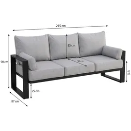 beautysofa VERDINO Garten-Lounge-Set 3-Sitzer Sofa + Sessel + Sessel beige/grau