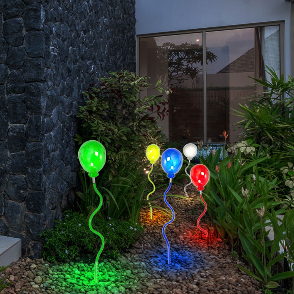 Gartendeko Erdspießleuchte Schmetterling Außenleuchte Farbwechsel Libelle Lufballon Gartenleuchte, LED fest verbaut, 9er Set