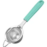 U-Taste Feinmaschiges Sieb: Küchensieb aus 18/8-Edelstahl klein Metallsieb mit genietet stabilem Silikongriff zum Sieben von Mehl, Abtropfen von Tee, Reis, Quinoa (Aqua Sky, 8.5 cm)