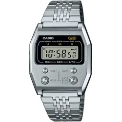 Chronograph CASIO VINTAGE, silber (silberfarben), Armbanduhren, Damen, Quarzuhr, Armbanduhr, Damen, Herren, digital, retro, Stoppfunktion