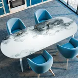 Highdi 3D Elastische Oval Tischdecke Abwaschbar, Spanntischdecke Gartentischdecke Outdoor Oval Tischdecke mit Gummizug für Esszimmer, Küche (107x152cm(42"x60"), Nebel I)