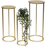 DanDiBo Ambiente DanDiBo Blumenhocker Metall Gold Rund Blumenständer Beistelltisch 96510 3er Set Blumensäule Modern Pflanzenständer Pflanzenhocker