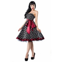 Bandeaukleid 50er Jahre Pin Up Rockabilly Kleid Retro Tanzkleid Bandeau dots rot|schwarz|weiß 2XL