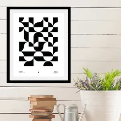 Bild QUEENCE "Checkers", schwarz (farbe rahmen: schwarz, farbe bild(er): schwarz), B:50cm H:70cm, Acrylglas, Papier, Holz, Bilder, gerahmt