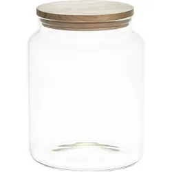WDMT Vorratsglas aus Glas mit Holzdeckel 2,4 L – Ideal zum Aufbewahren von Lebensmitteln und Zutaten in der Küche – Transparent