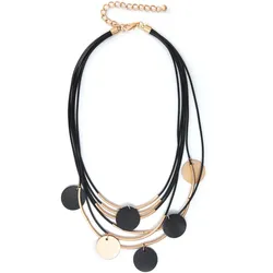 Kette mit Anhänger »mehrreihig runde Plättchen Bicolor«, 45274827-0 schwarz-gelbgoldfarben