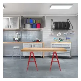 Relaxdays Klappbock, 2er Set, HBT: 75 x 78 x 40 cm, bis 100 kg belastbar, klappbare Arbeitsböcke, Werkstatt, Stahl, rot