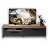 Stella Trading TV-Lowboard Loft Two Eiche Artisan Nachbildung graphit Lacklaminat supermatt B/H/T: ca. 192x55x44 cm - Eiche, Graphit