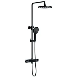 Bernstein Duschsäule Thermostat 8221 Pro Schwarz Inkl. Handbrause & Regenduschkopf