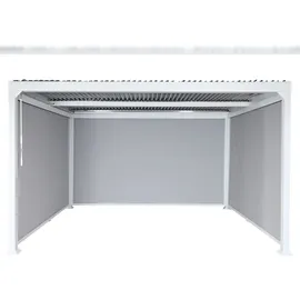 Mendler Alu Pergola HWC-L41 3,7 x 3,68 m inkl. 3 Seitenteile Weiß