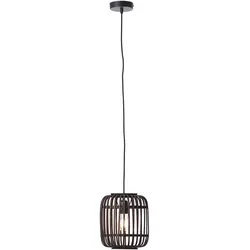 Brilliant Pendelleuchte Woodrow Holz schwarz E27 max. 60W