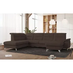 Wohnlandschaft SIT & MORE "Astoria U-Form", braun, B:327cm H:91cm T:225cm, 100% Polyester, Sofas, wahlweise mit motorischer Relaxfunktion