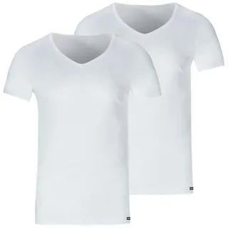 SKINY T-Shirt 2er Pack V-Neck Shirts mit körpernahem Schnitt weiß XXL