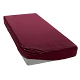 ELEGANTE Spannbettlaken Softes Mako-Jersey 120 x 200 - 130 x 220 cm burgund