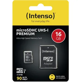 Intenso microSDHC Class 10 UHS-I + SD-Adapter 16 GB