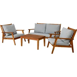 byLIVING Outdoor Sofa-Set LA Palma 134 x 75 x 75 cm Natur/Webstoff hellgrau