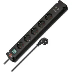 Bremounta Steckdosenleiste mit USB-Ladefunktion 5fach schwarz 3m
