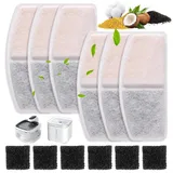 6 PCS Katzenbrunnen Filter, Katzen Trinkbrunnen Filter, Filter für Katzenbrunnen, Dockstream Trinkbrunnen für Katze, Entfernung von Verunreinigungen, 6 Aktivkohlefilters+6 Schaumstofffilters