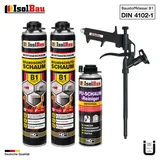 Brandschutzschaum B1 Bauschaum 2x 750ml 1x Reiniger Montageschaum Schaum Pistole