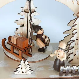 Brubaker 3D Lichterbogen - LED Schwibbogen - Winterlandschaft 2025 - Weihnachtsbeleuchtung aus Holz Natur - 37 x 46 x 10 cm - Handbemalte Figuren