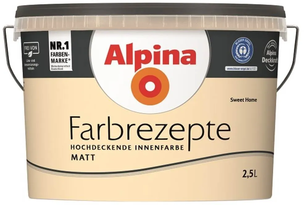 Alpina Farbrezepte, matte Innenfarbe, bunte Wandfarbe, 2,5 L Gebinde