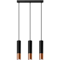 SOLLUX LIGHTING Hängeleuchte "LOOPEZ", schwarz (schwarz, kupfer), H: 90cm, Lampen, Slush -Einstellung