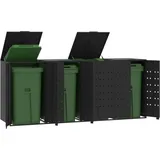 vidaXL Mülltonnenbox für 4 Tonnen Schwarz 276x79x117 cm Stahl