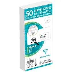 Clairefontaine 500x Umschläge Adhéclair DL m.F- Weiß 10645C