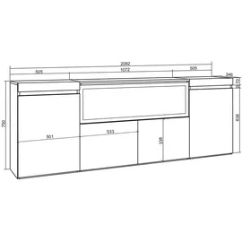 SKRAUT HOME Sideboard 208 x 75 x 35 cm Schwarz
