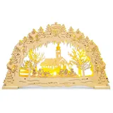 SIKORA LB03 beleuchteter LED Holz Schwibbogen DORFKIRCHE inklusive Trafo