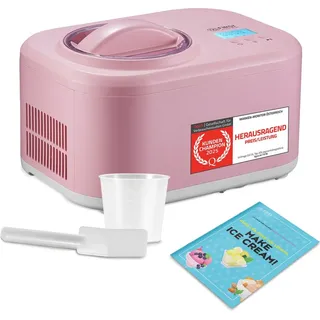 First Austria TZS First Austria Eismaschine mit Kompressor 1L, Joghurtbereiter, Ice Cream Maker, Joghurtmaschine, Eisbehälter, Display, selbstkühlend, inkl. Me... - rosa