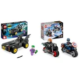 LEGO DC Verfolgungsjagd im Batmobile: Batman vs. Joker Spielzeugauto-Set & Marvel Captain America & Black Widow Motorräder, Avengers