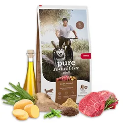 mera Pure Sensitive Fresh Meat Rind & Kartoffel Trockenfutter für Hunde | Besonders für sensible Hunde geeignet | Hundefutter | Ohne Getreide 1 kg