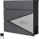 ML-Design Briefkasten Postkasten Zeitungsrolle Design Mailbox Edelstahl Anthrazit/Silber