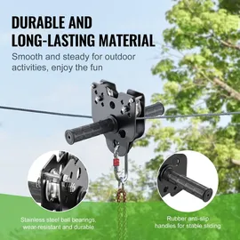 Vevor Zipline Seilrutsche, 35,58 m Seilbahn, Zip Line Kit für Kinder und Erwachsene.) bis 150 kg, Backyard Zip Line Kit mit Verbessertem Federbremssystem, Seilbahn Garten (Nur für Teenager. Nicht für