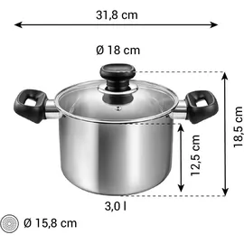 Tescoma Topf BRAVA mit Deckel ø 18 cm, 3,0 l