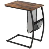 Costway Beistelltisch mit Seitentasche, Laptoptisch, C-förmiger Sofatisch