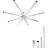 Vevor 54W Deckenventilator ohne Licht Fernbedienung gebürstetes Nickel 8 Flügel