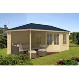 Alpholz 5-Eck Gartenhaus Mosel mit Vordach Unbehandelt 578 cm x 274 cm