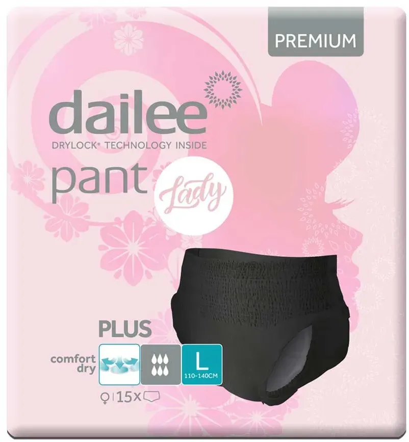 Dailee Pant Lady Plus Black L, 90 Stück