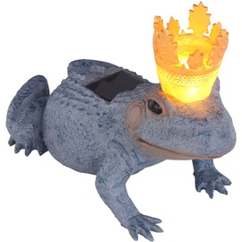 GLOBO LED Außen Solar Leuchte Frosch König Garten Deko Beleuchtung Steh Lampe grau gold