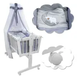 VitaliSpa Babybett, , 100 x 54 cm mit Rollen Weiß/Grau,