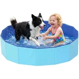 Hundepool faltbar, 100x30cm Faltbare Hund Schwimmbecken Hundebadewanne mit Ablauf,Planschbecken für Haustiere für Kleine und Große Hunde,Planschbecken Hund Kind (60x20cm)