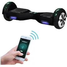ROBWAY W1 Hoverboard für Erwachsene und Kinder, 6,5 Zoll, Self-Balance, Bluetooth, App, 700 Watt, LEDs (Schwarz 2.0)
