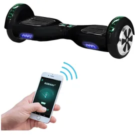 ROBWAY W1 Hoverboard für Erwachsene und Kinder, 6,5 Zoll, Self-Balance, Bluetooth, App, 700 Watt, LEDs (Schwarz 2.0)