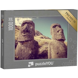 puzzleYOU Puzzle Puzzle 1000 Teile XXL „Moai-Statuen auf dem Vulkan Rano Raraku, Chile“, 1000 Puzzleteile, puzzleYOU-Kollektionen Südamerika