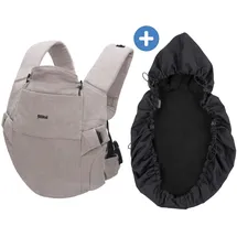 fillikid Babytrage & Wetterschutz Natural ab 3,5 -20 kg für Bauch-, Hüft und Rückentrageposition - Grau