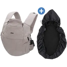 fillikid Babytrage & Wetterschutz Natural ab 3,5 -20 kg für Bauch-, Hüft und Rückentrageposition - Grau